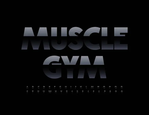 Vector Elegante Sinal Muscle Gym Fonte Negra Moderna Letras Números —  Vetores de Stock