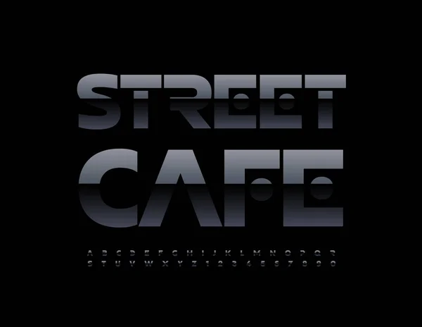 Vector Trendiger Flyer Street Cafe Mit Stilvoller Schwarzer Schrift Glänzend — Stockvektor