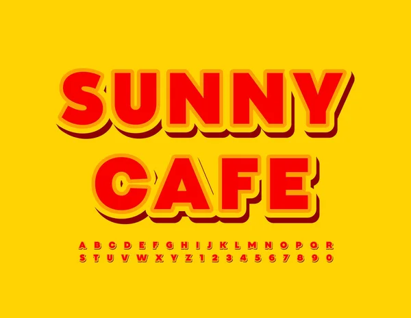 Vector Emblema Sunny Café Fuente Moderna Brillante Letras Números Creativos — Vector de stock