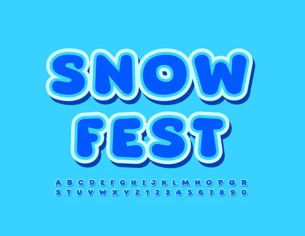 Volantino Blu Vettoriale Snow Fest Con Lettere Alfabeto Giocoso Numeri — Vettoriale Stock