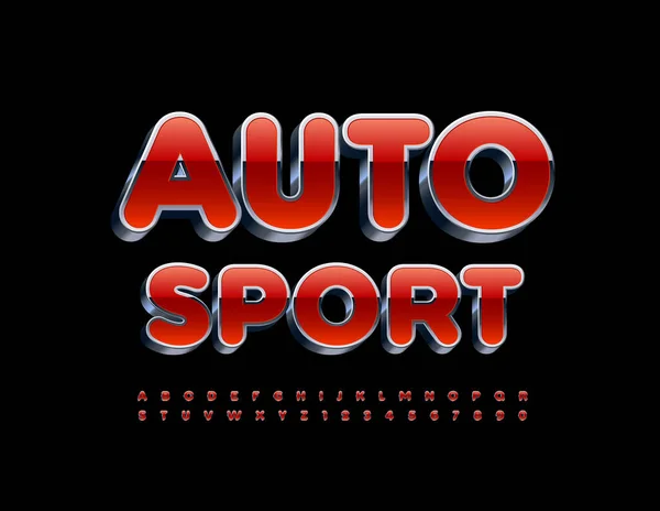 Vector Bright Banner Auto Sport Red Metallic Font 할리우드 리포터 — 스톡 벡터