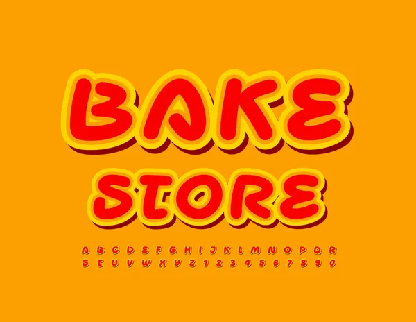 Yazısıyla Yazılmış Yaratıcı Logo Pişirme Mağazası Parlak Kırmızı Sarı Alfabe — Stok Vektör