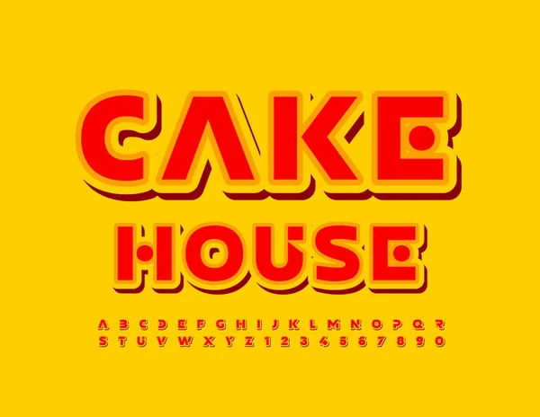 Vektor Ljus Logotyp Cake House Med Röd Och Gul Teckensnitt — Stock vektor