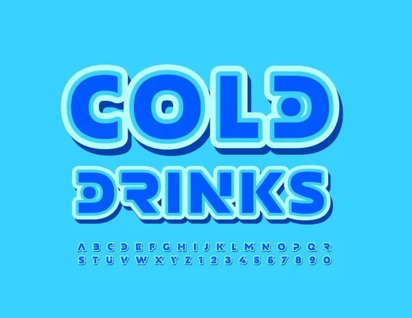 Vector Bright Emblem Cold Drink Fonte Azul Moda Letras Números —  Vetores de Stock