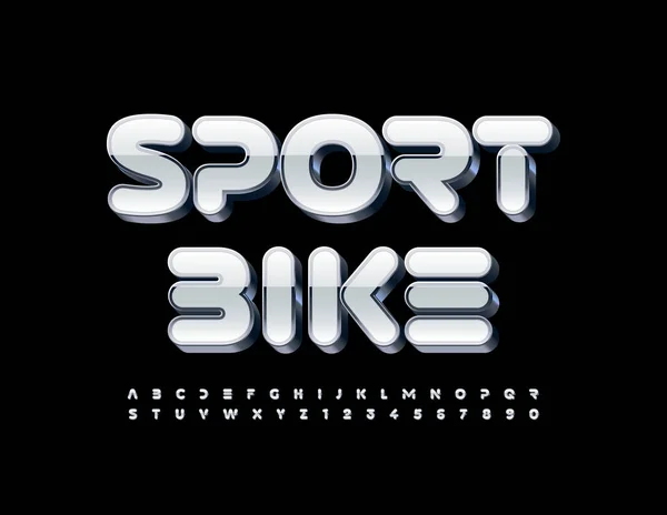 Vektori Digitaalinen Logo Sport Bike Valkoinen Hopea Fontti Techno Tyyli — vektorikuva