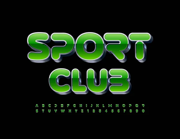 Bannière Créative Vectorielle Sport Club Police Futuriste Alphabet Vert Métal — Image vectorielle