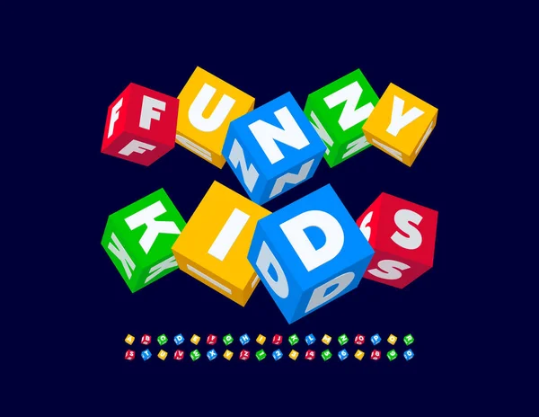 Vektor Lekfull Affisch Funny Kids Med Färgglada Cubic Font Barnslig — Stock vektor