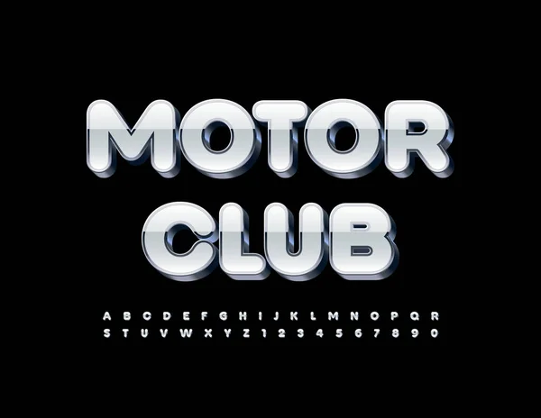Vector Logo Moderno Motor Club Silver White Font Conjunto Letras — Archivo Imágenes Vectoriales