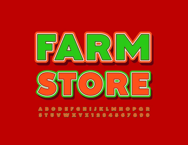 Vector Konzept Logo Farm Store Helle Kreative Schrift Aufkleber Stil — Stockvektor