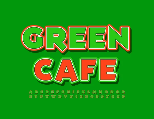 Wektor Jasny Sztandar Green Cafe Zielone Czerwone Litery Alfabetu Liczby — Wektor stockowy