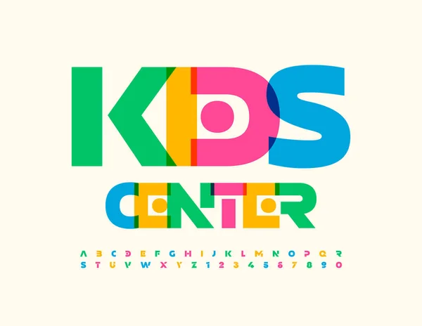 Emblema Creativo Vettoriale Kids Center Acquerello Alfabeto Lettere Numeri Impostati — Vettoriale Stock