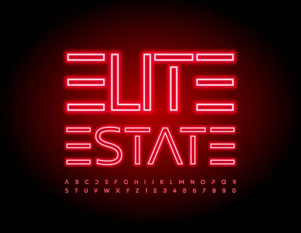 Vector Business Schild Elite Estate Mit Roter Schrift Neon Futuristische — Stockvektor