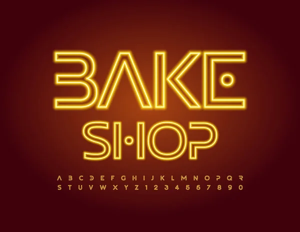 Vector Trendy Логотип Bake Shop Стильним Neon Font Золото Світить — стоковий вектор