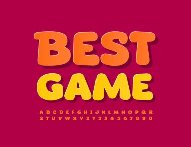 Renkli İşaret En İyi Oyunu. Yaratıcı parlak yazı tipi. Çizgi roman modern Alfabe Harfleri ve Sayıları