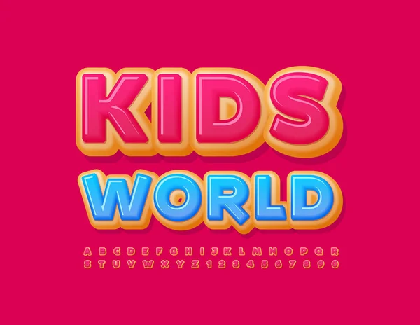 Векторный Красочный Sign Kids World Юник Брайт Фонт Набор Букв — стоковый вектор