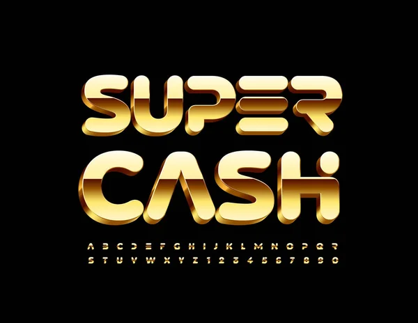 Vector Golden Logo Super Cash Letras Números Modernos Del Alfabeto — Vector de stock