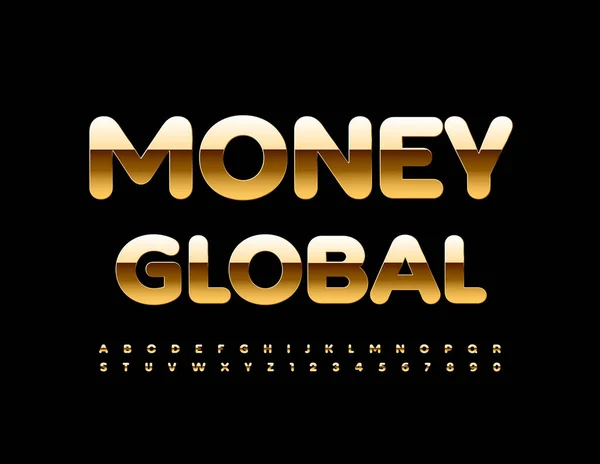 Vector Golden Sign Money Global Fuente Moderna Con Estilo Chic — Vector de stock