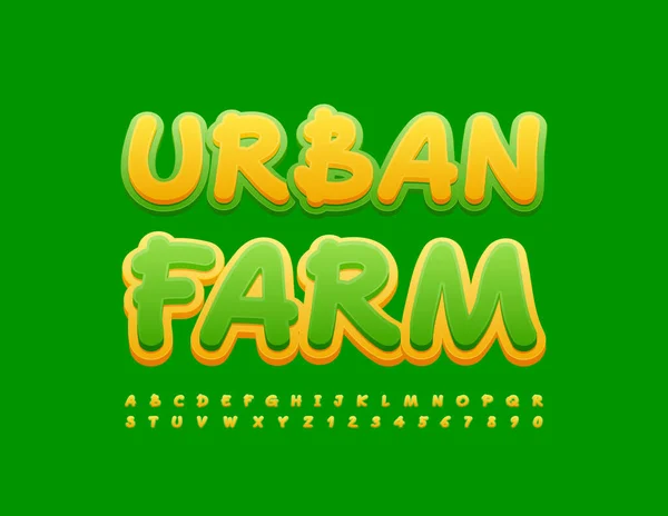 Vector Stylish Poster Urban Farm Bright Handwritten Font Artistic Alphabet — Stockvektor