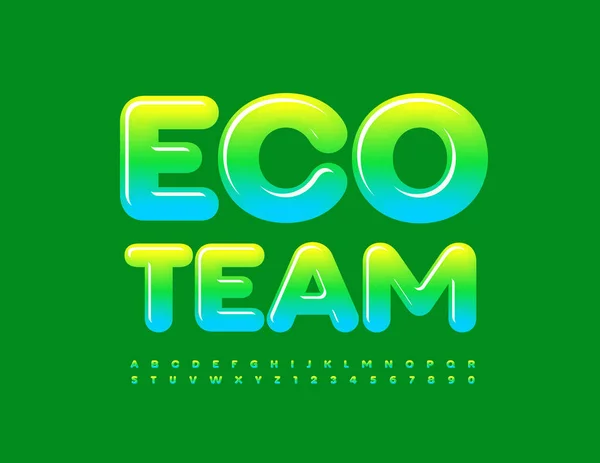 Vector Artistic Banner Eco Team Green Gradient Font Glossy Creative — Stock Vector