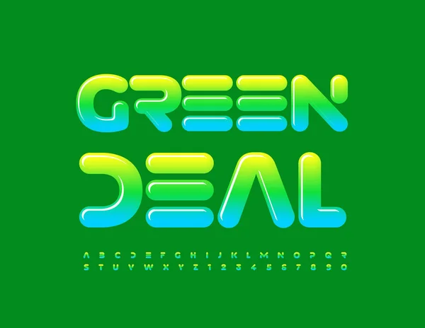 Vector Creative Logo Eco Deal Green Glossy Font Trendy Alphabet — Image vectorielle