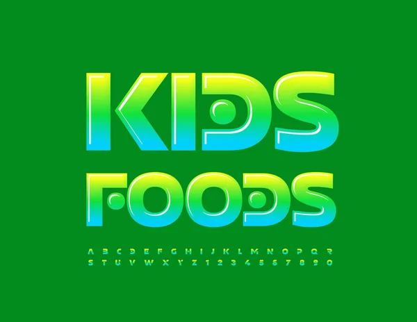 Vector Funny Sign Kids Food Abstract Style Font Gradient Color — Archivo Imágenes Vectoriales
