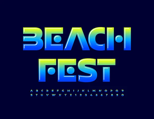 Vector Poster Template Beach Fest Trendy Glossy Alphabet Letters Numbers — Vettoriale Stock