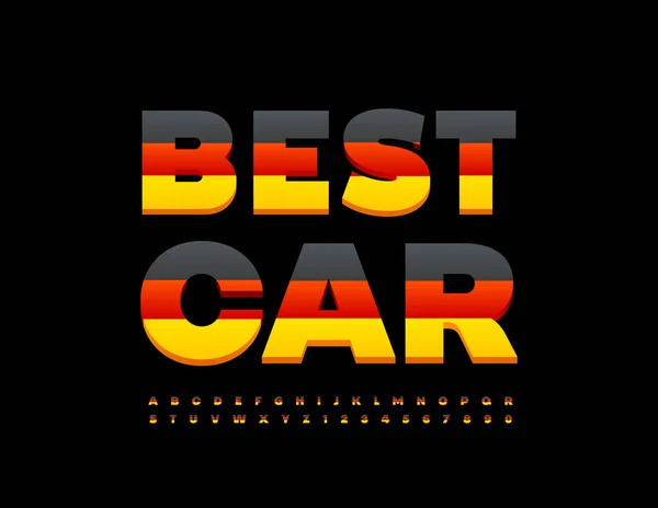 Vector Quality Banner Best Car German Flag Colors Alphabet Letters — Stockvektor