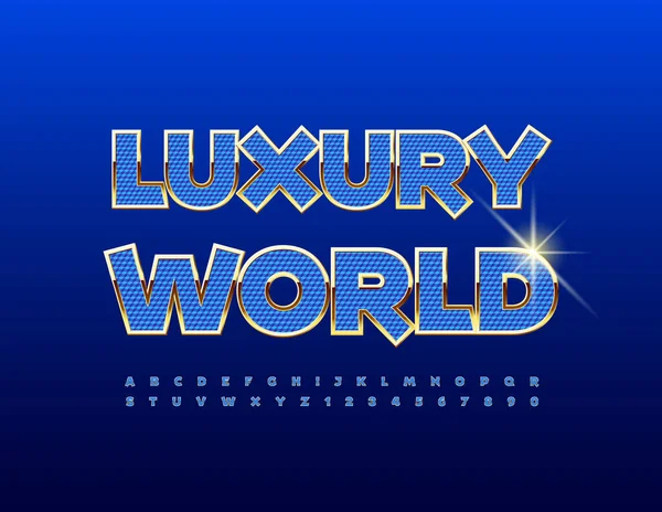 Vector Premium Sign Luxury World Chic Fuente Azul Conjunto Letras — Vector de stock