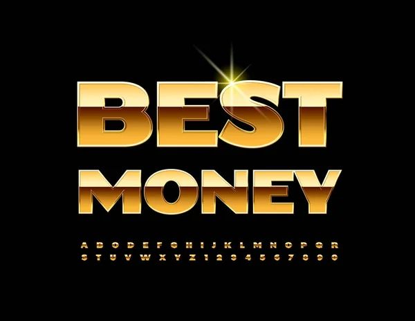 Vector Golden Banner Best Money Shiny Elite Font Luxury Modern — Stockvektor