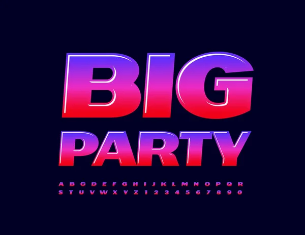 Vector Logotipo Brilhante Big Party Com Fonte Criativa Moda Letras — Vetor de Stock
