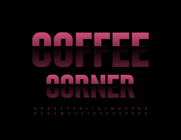 Vector Stylish Sign Coffee Corner Modern Dark Font Elegant Alphabet — 스톡 벡터