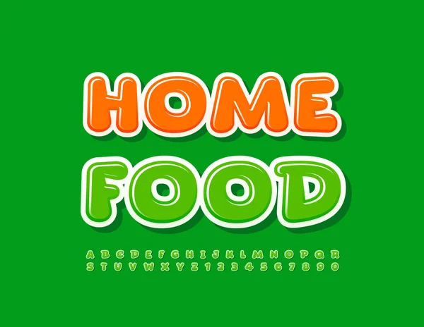 Vector Bright Banner Home Food Cute Green Font Creative Alphabet — Stock Vector