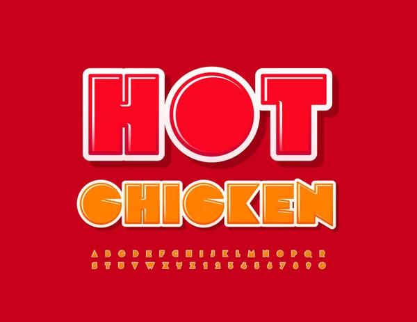 Vector Advertising Sign Hot Chicken Modern Bright Font Orange Alphabet — Stock Vector