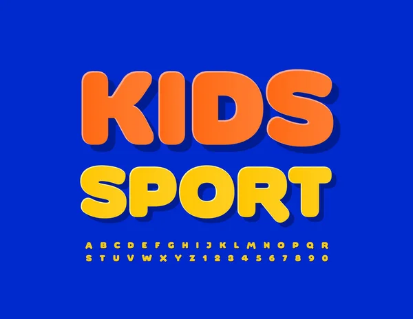 Vector Banner Brilhante Kids Sport Com Etiqueta Amarela Fonte Alfabeto — Vetor de Stock