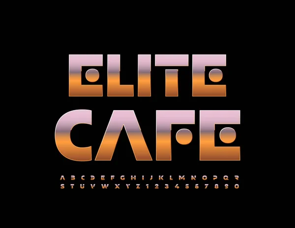 Vector Chic Emblem Elite Cafe Einzigartige Metallische Schrift Luxus Goldenes — Stockvektor