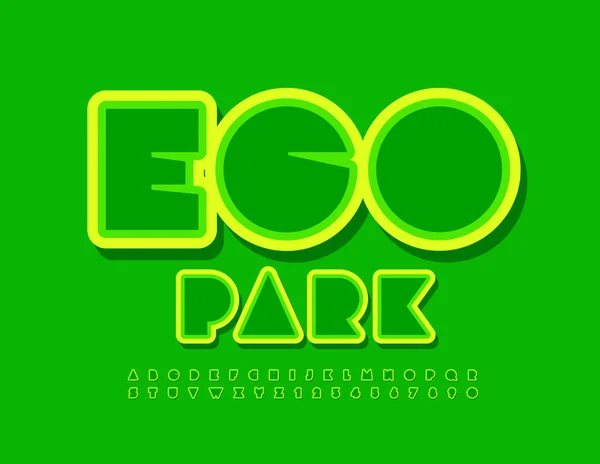 Vettoriale Fresco Banner Eco Park Con Stile Astratto Alfabeto Lettere — Vettoriale Stock
