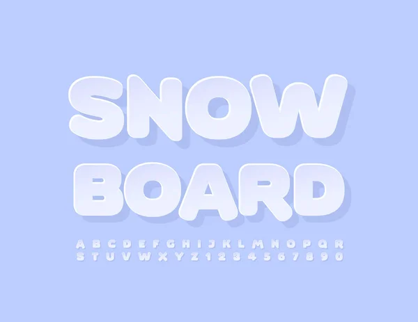 Vector Snow Board Emblem Alphabet Letters Symbols Numbers Blue Shadow — Stock Vector