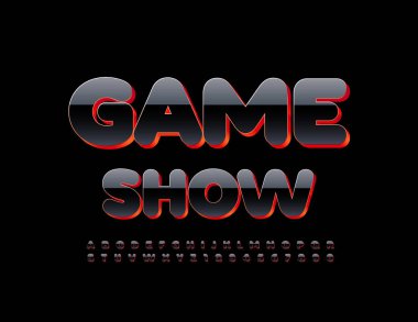 Vektör eğlence logosu Game Show. Parlak Yazıtipi. Desenli Alfabe Harfleri ve Sayıları kümesi