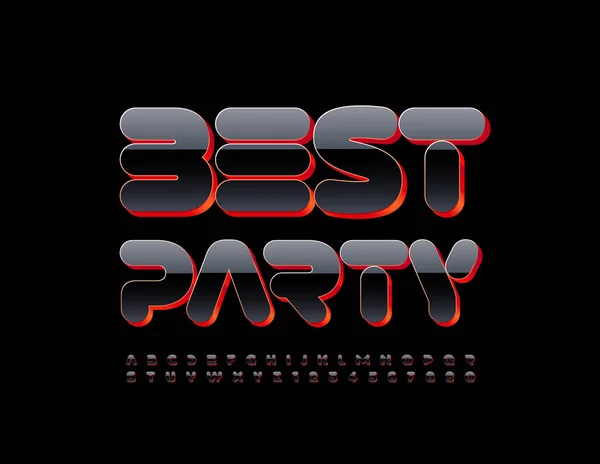 이벤트 포스터 Vector Event Poster Best Party 빛나는 알파벳 문자와 — 스톡 벡터