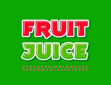 Renkli vektör amblem meyve suyu. Modern Kırmızı ve Yeşil Yazıtipi. Yaratıcı Alfabe Harfleri ve Sayıları.