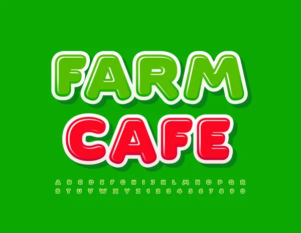 Vector Verde Emblema Farm Café Con Fuente Moderna Elegante Conjunto — Vector de stock