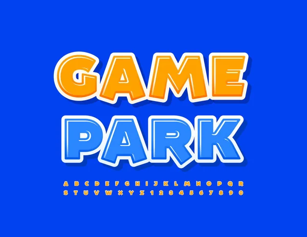 Vektor Roligt Emblem Game Park Med Gul Och Blå Lekfull — Stock vektor