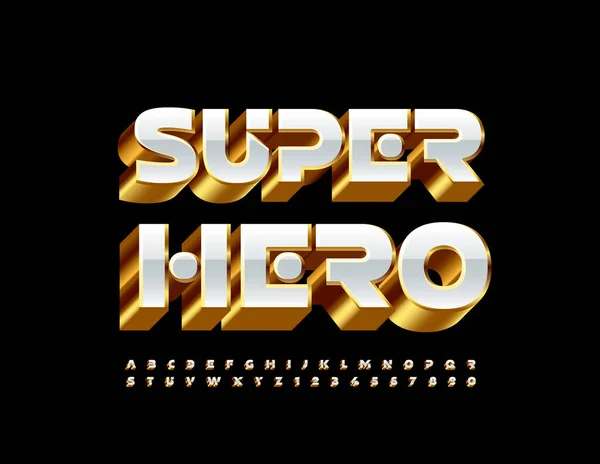 Vektor Chic Emblem Super Hero Trendig Glossy Font Konstnärliga Alfabetet — Stock vektor