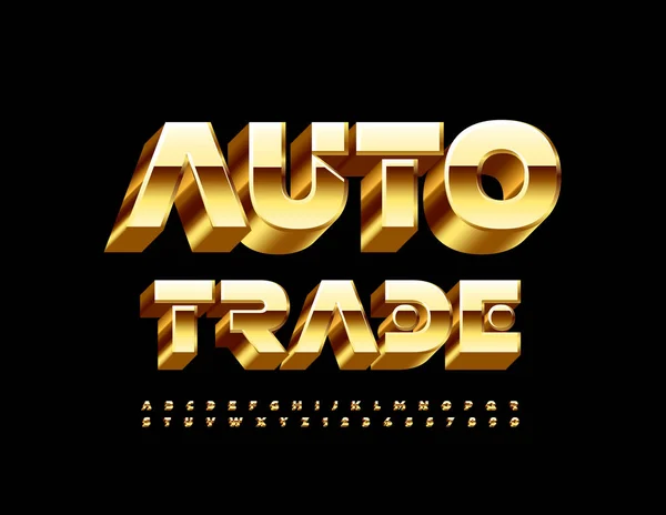 Векторный Премиальный Знак Auto Trade Золотой Шрифт Блестящий Набор Букв — стоковый вектор