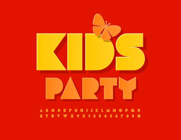 Kolorowy Znak Butterfly Kids Party Wektorowy Zestaw Jasnych Liter Liczb — Wektor stockowy