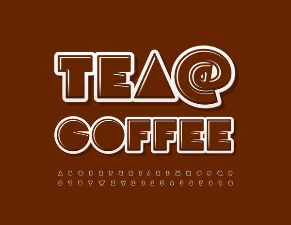 Vector Stilvolles Emblem Tee Kaffee Leuchtend Trendige Schrift Buchstaben Zahlen — Stockvektor