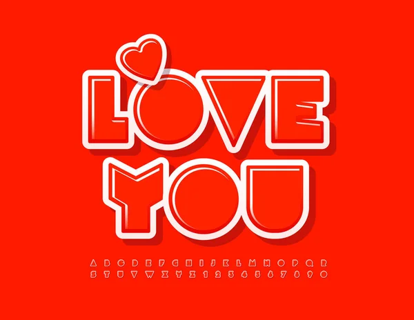 Vektorová Kreativní Karta Love You Decorative Heart Červené Písmo Štítku — Stockový vektor