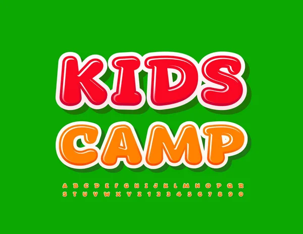 Emblema Giocoso Vettoriale Kids Camp Carino Alfabeto Lettere Numeri Impostati — Vettoriale Stock