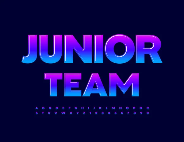 Vector Glossy Teken Junior Team Trendy Lettertype Creatief Alfabet Letters — Stockvector