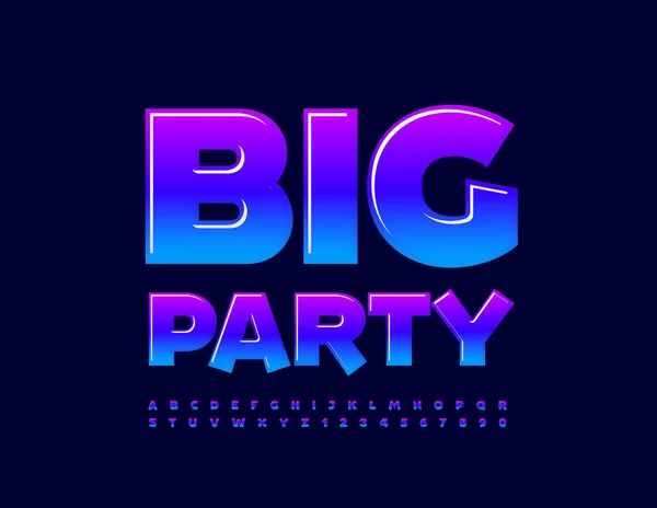 Vector Cartaz Brilhante Big Party Bold Fashidy Font Criativa Gradiente — Vetor de Stock